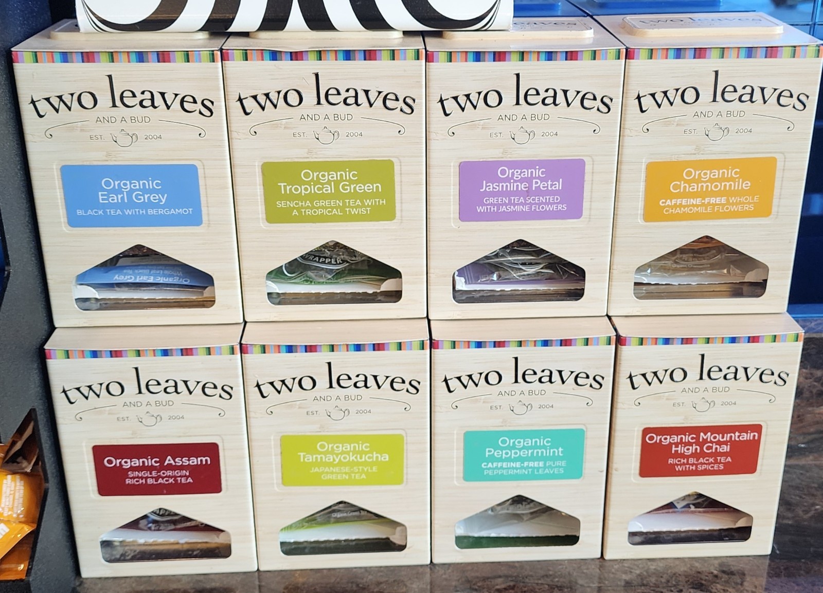 Two Leaves Organic Tea Sampler Pack 8 Flavors + 8 Honey Singles Variety Set