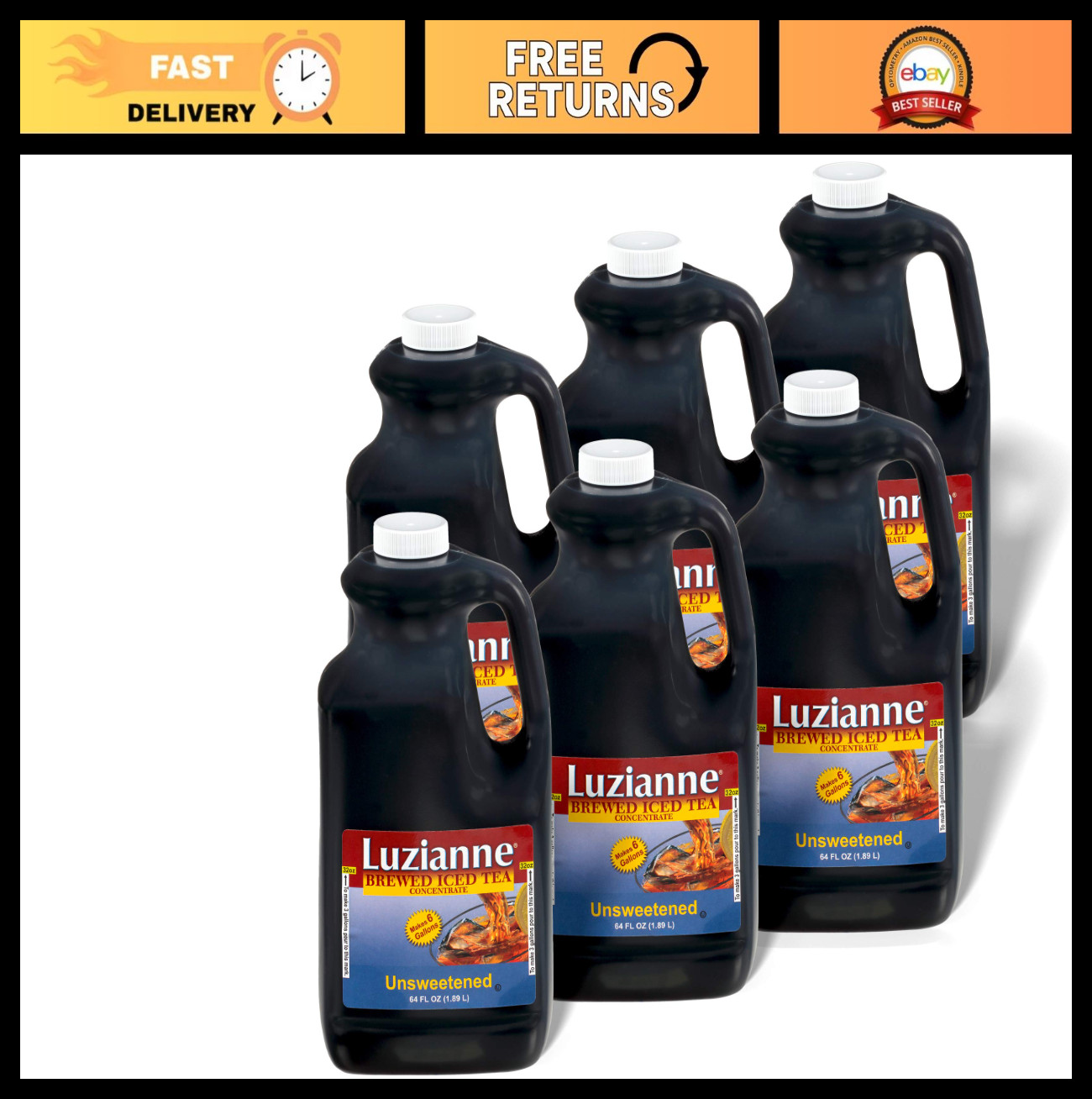 Unsweetened Iced Tea Concentrate – Just Add Water, 64 Fl Oz Bottle, Pack of 6