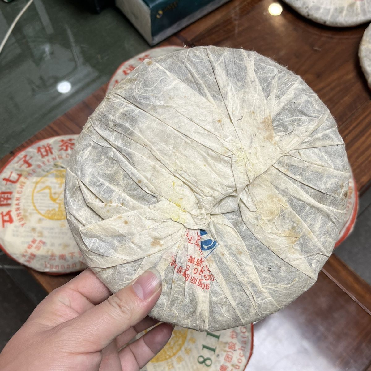 Xiaguan 2011 8113 Brown Mountain Early Spring Green Cake XY Pu’er Tea Raw 357g