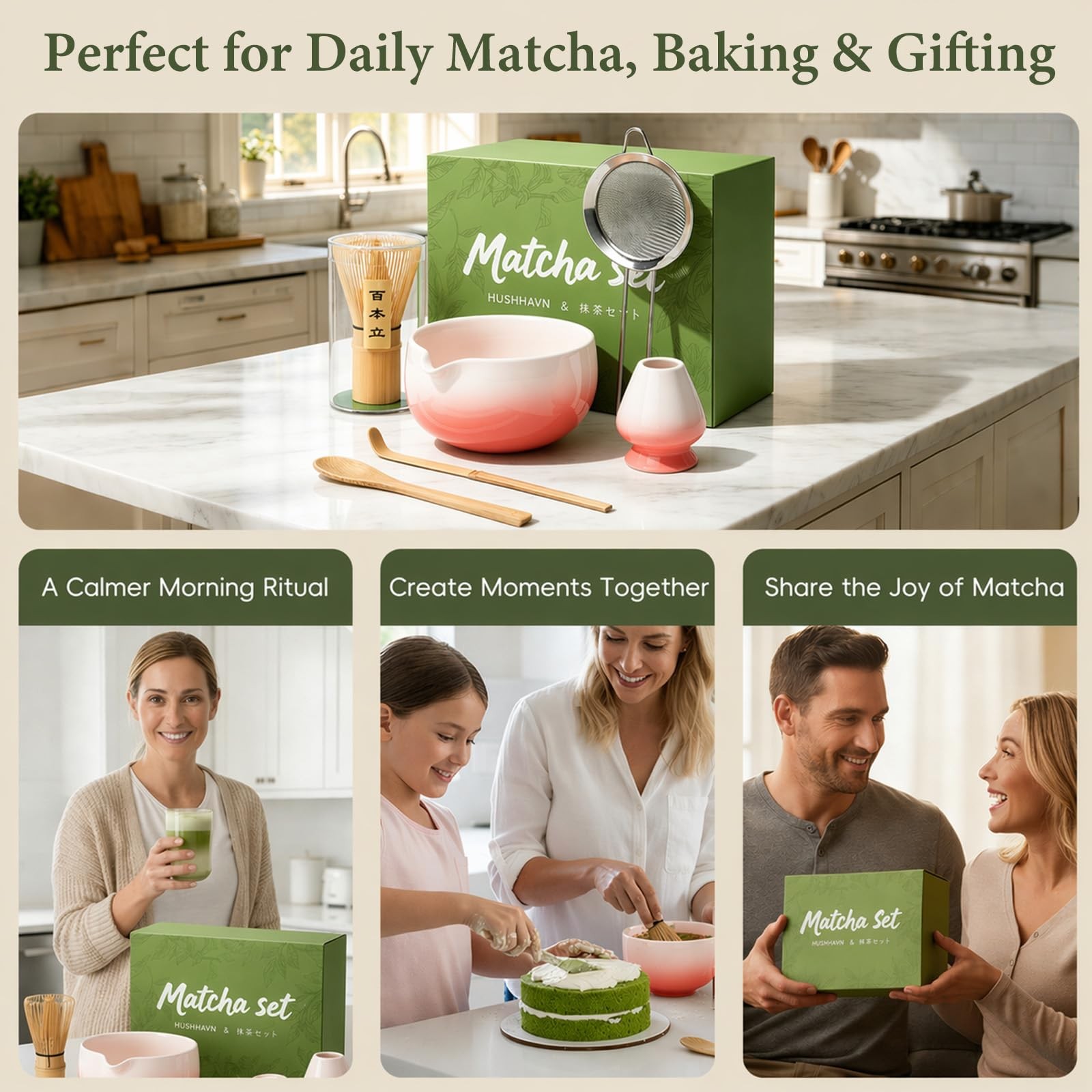 Matcha Whisk Set, Ceramic Matcha Set Includes Bowl & Holder, Bamboo Whisk (Ch…