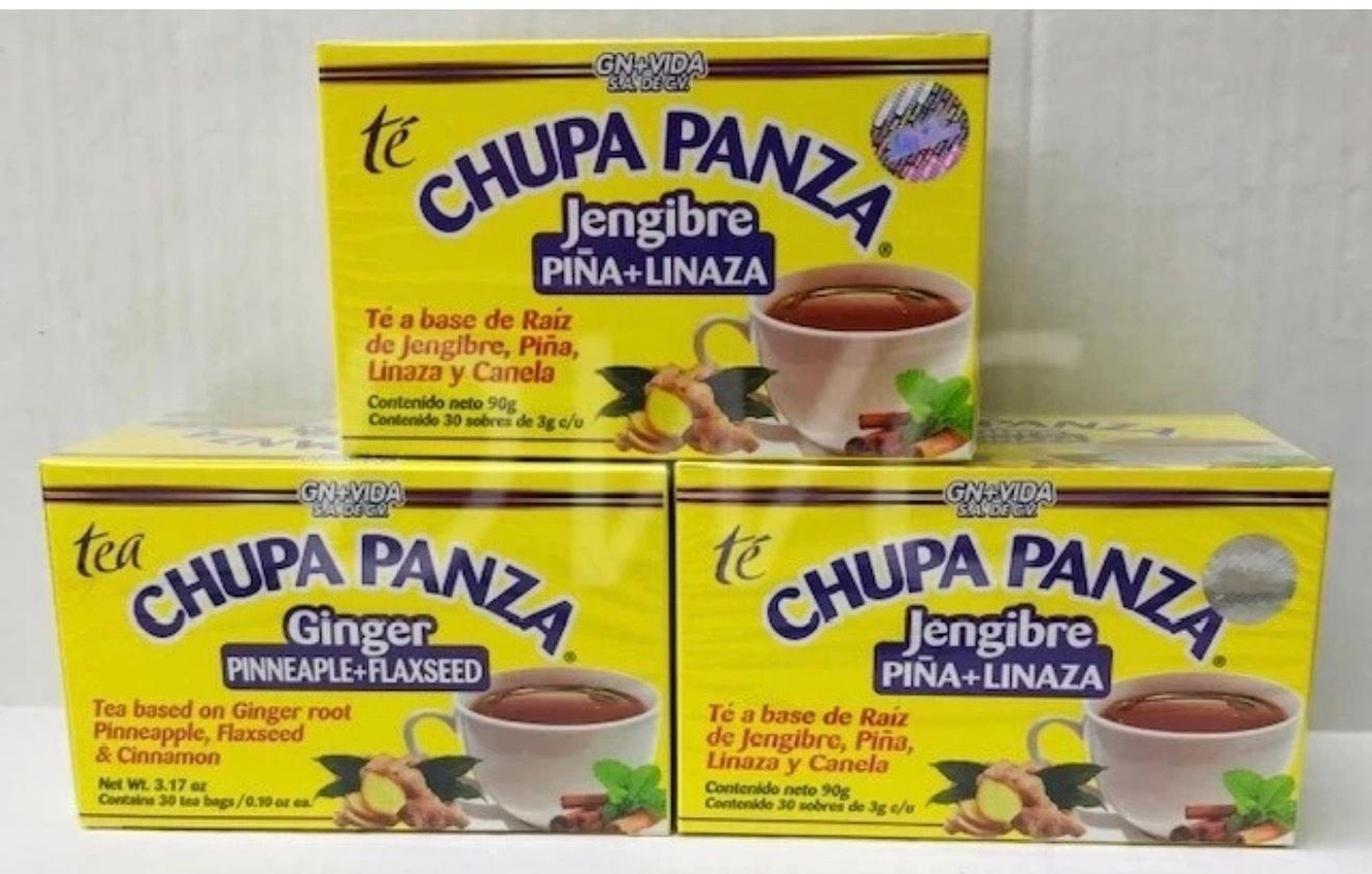 GN+VIDA Chupa Panza Ginger Pineapple Flaxseed & Tea, (3 Pack)