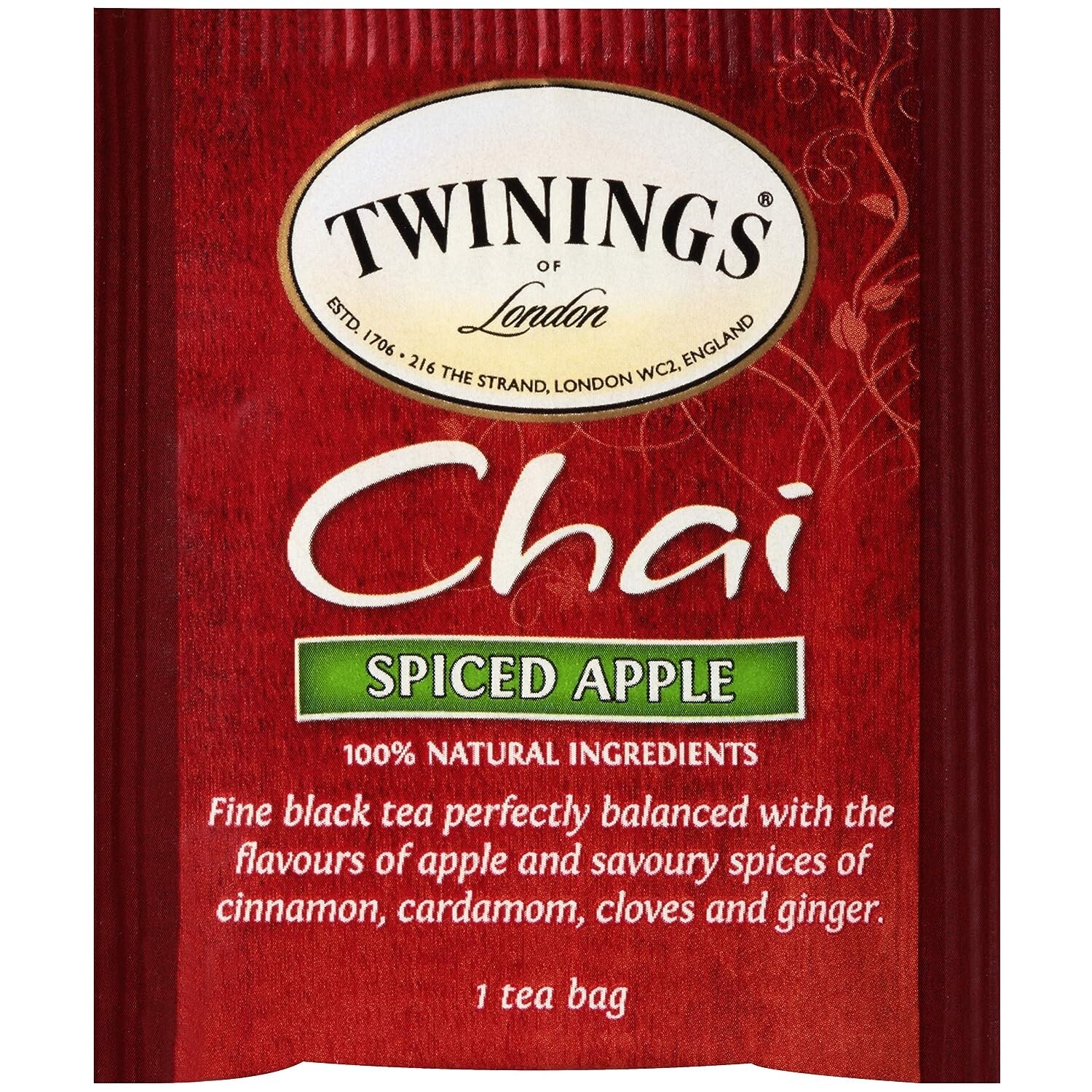 Twinings of London CHAI SPICED APPLE Tea 20-Bags Individually Wrapped BB 3/2026