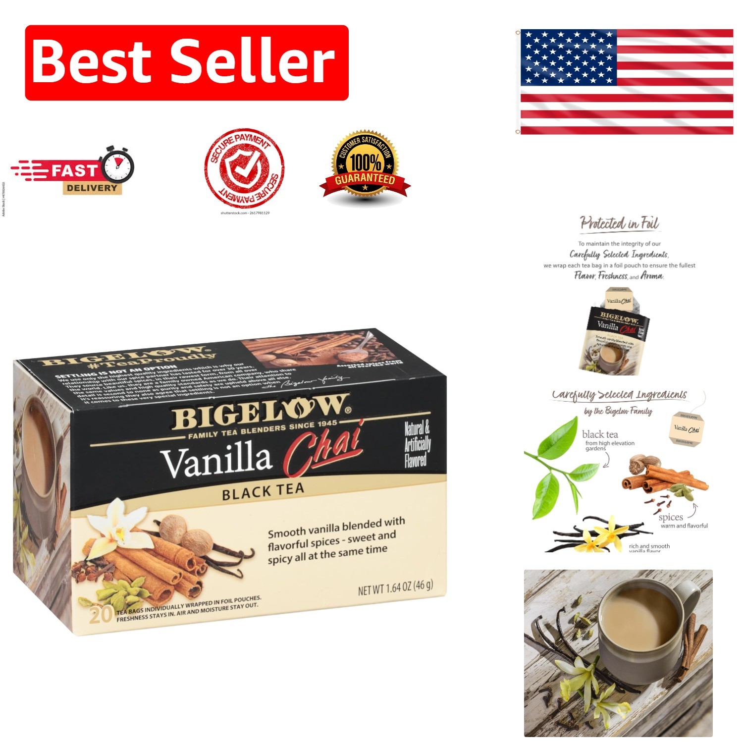 Chai Indulgence: Bigelow Vanilla Chai Black Tea 120 Count for A Treat Anytime