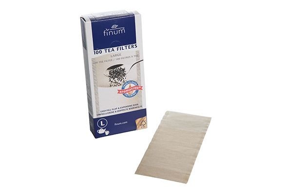 Finum Disposable Paper Tea Filter Bags for Loose Tea, Brown, Large, 100 Count