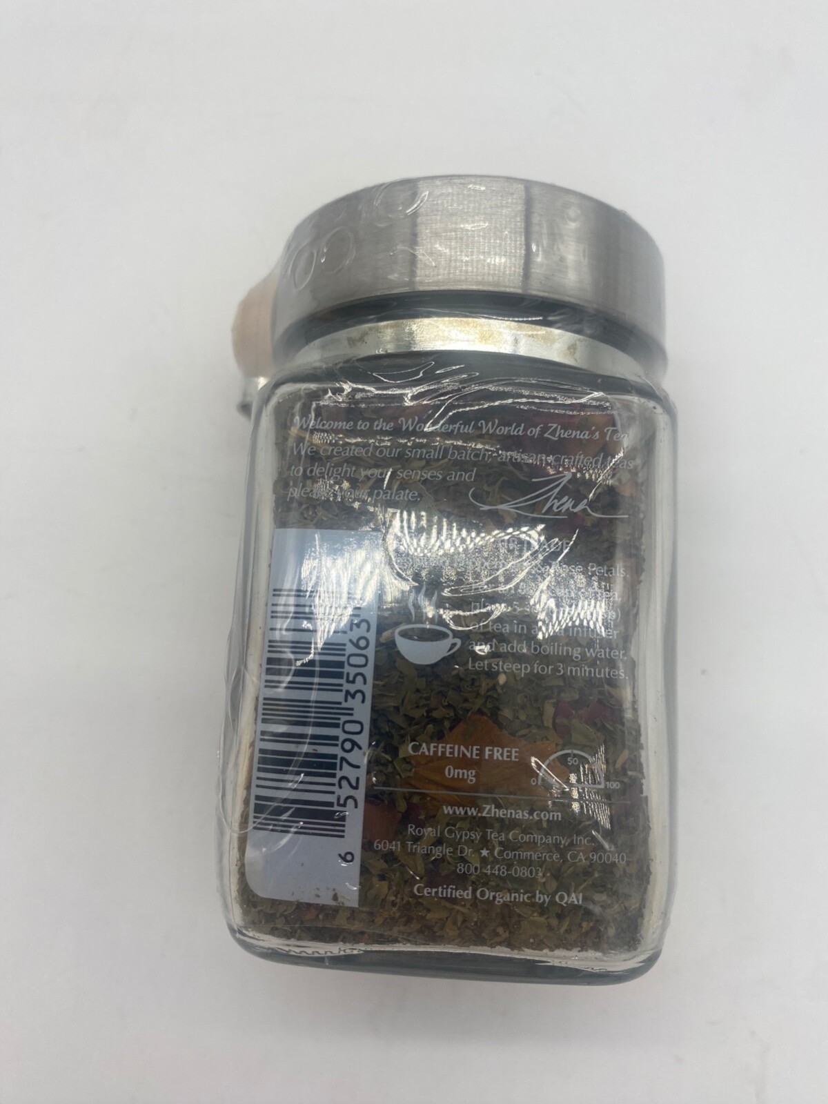 Zhena’s Gypsy Tea – Mint Rose Gourmet Loose Leaf Tea, Glass Jar w/Wood Spoon