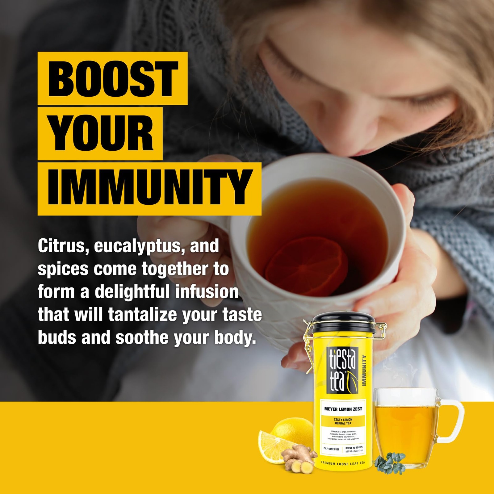 – Meyer Lemon Zest, Loose Leaf, Zesty Lemon Herbal Tea, Premium Non-Caffeinat…