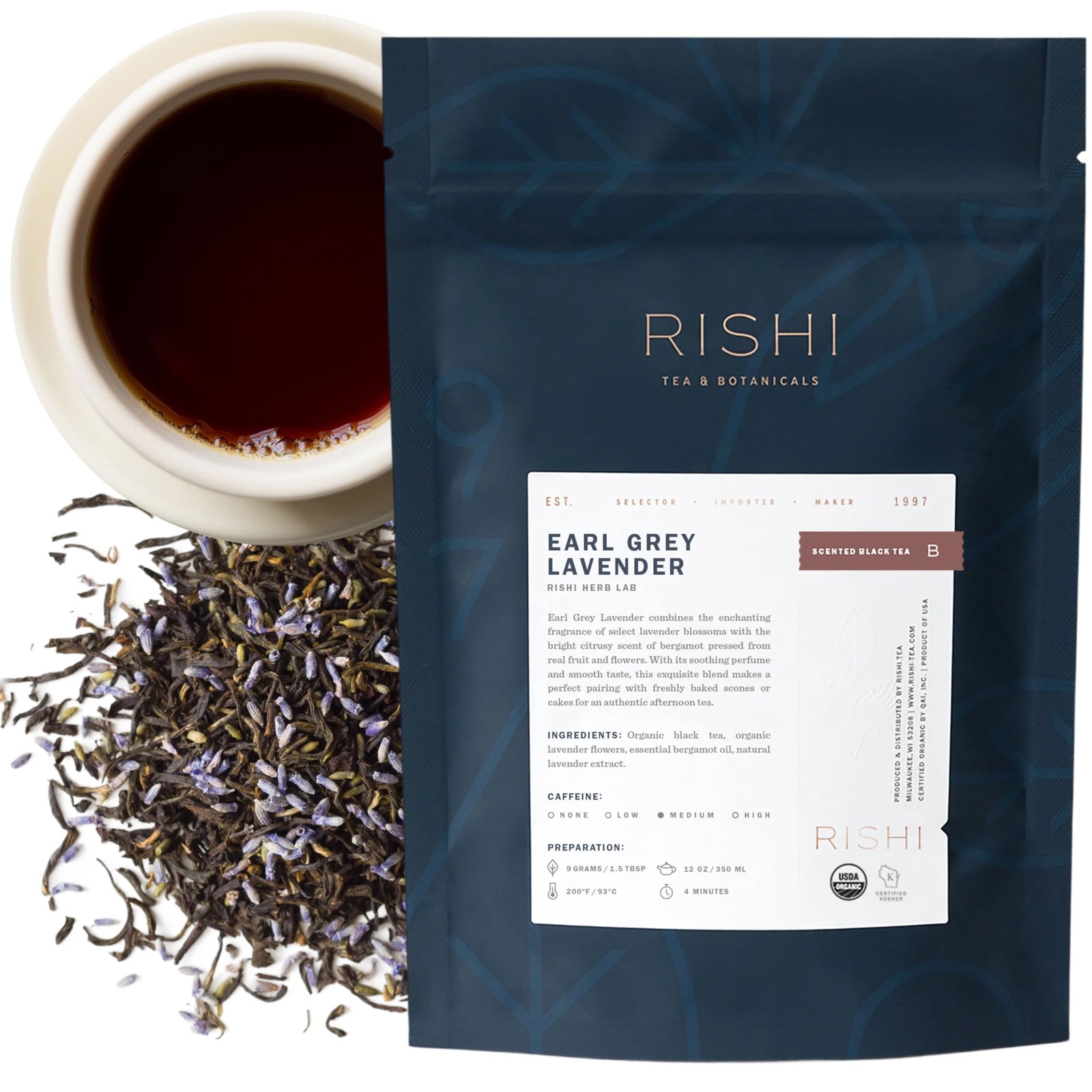 Earl Grey Lavender Loose Leaf Pure Black Tea – Organic with Bergamot Oil and Lav
