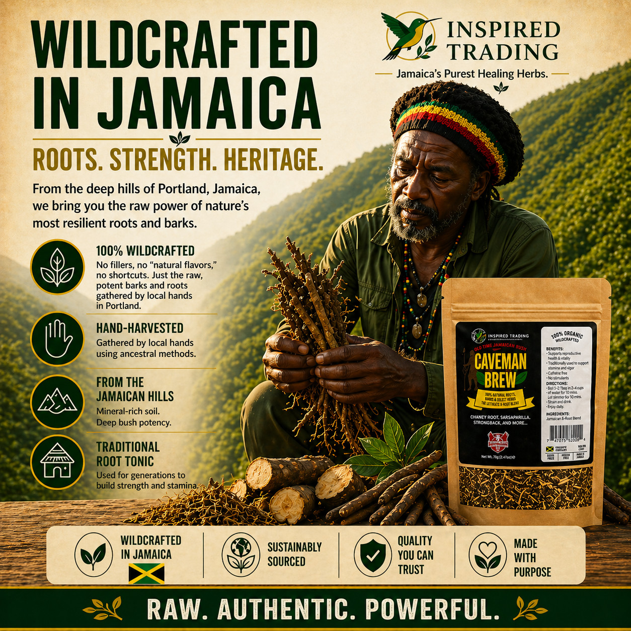 Jamaican Caveman Brew – Strong Back Tea- 7 Powerhouse Roots-Stamina & Energy