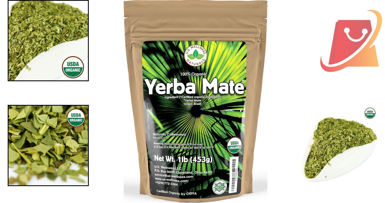 Yerba Mate Tea Organic 1LB Loose Green High Caffeine Antioxidant Digest