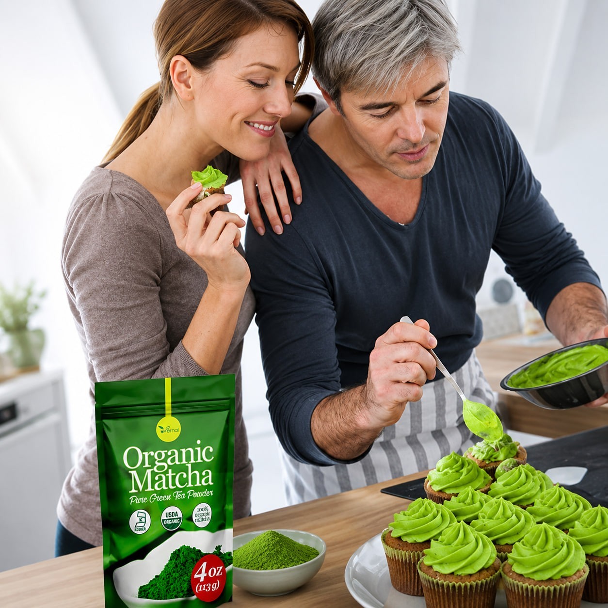Organic Matcha Green Tea Powder 4oz (Pack of 4) Perfect for Drinks and Culinary