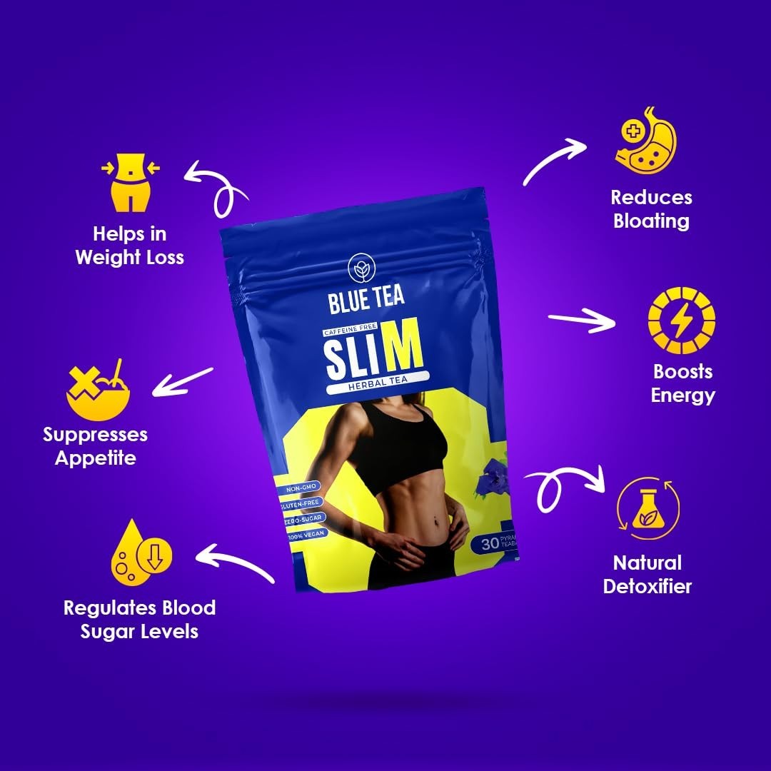 BLUE TEA – Slimming Tea – 30 Tea Bags – Plant Based LONG EXPIRY