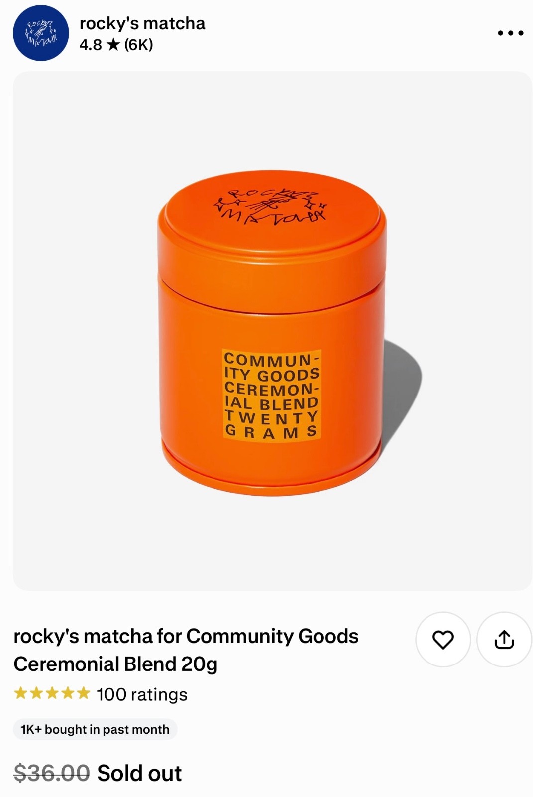 Rocky’s Matcha x Community Goods – Ceremonial Blend (20g) – Limited Edition