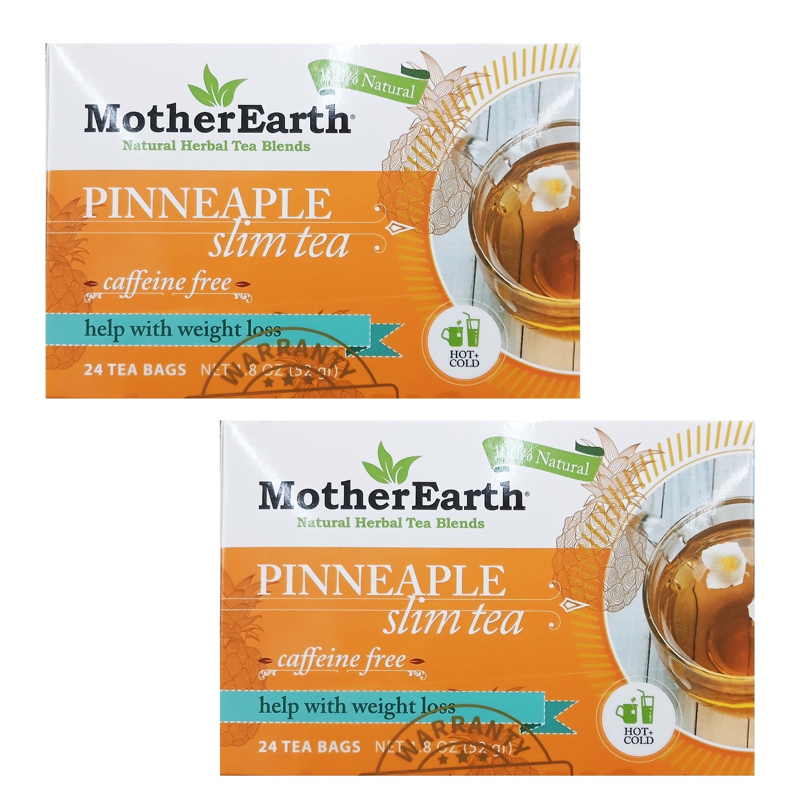 Mother Earth Pineapple Slim Tea Blend -Weight Loss-Caffeine Free 48 Tea Bags