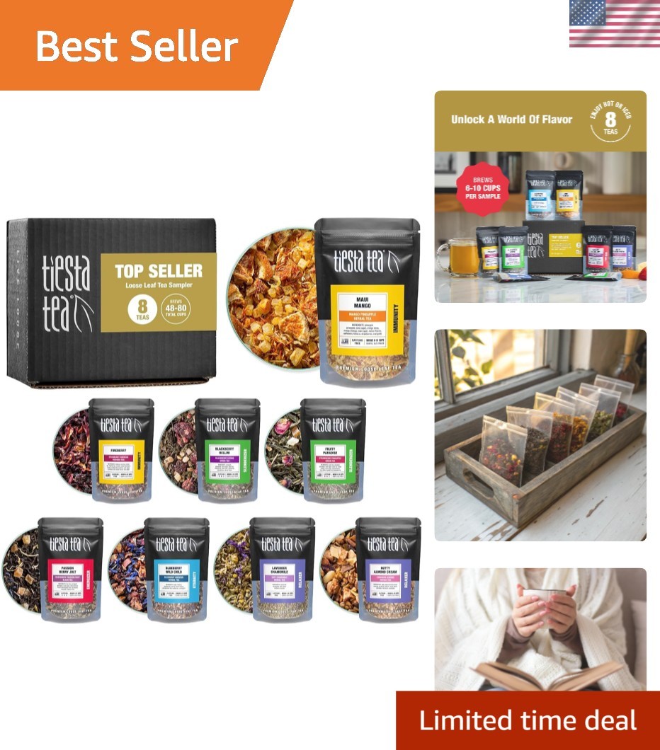Relaxing Loose Leaf Tea Sampler Set – 8 Flavors for Hot & Iced Enjoyment