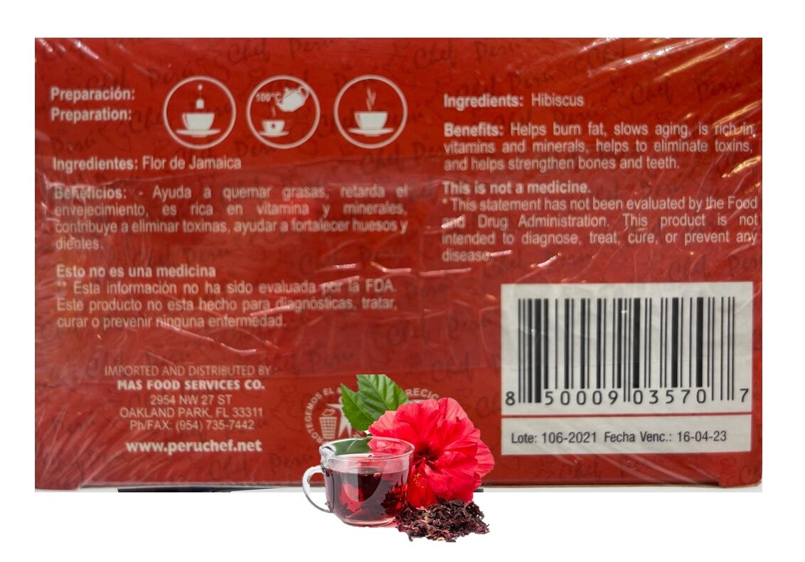 Hibiscus Tea/Sorrel Te Flor de Jamaica Natural Antioxidant (20Tea Bags) herbal
