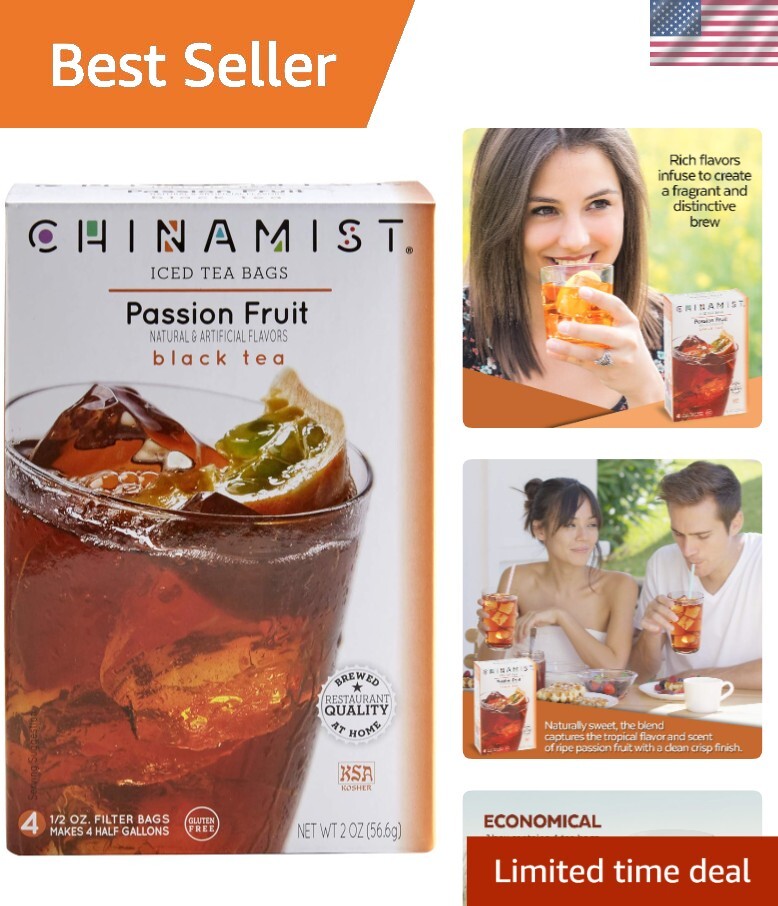 Refreshing Passion Fruit Iced Tea Bags – Brews 1/2 Gallon Each, Gluten Free