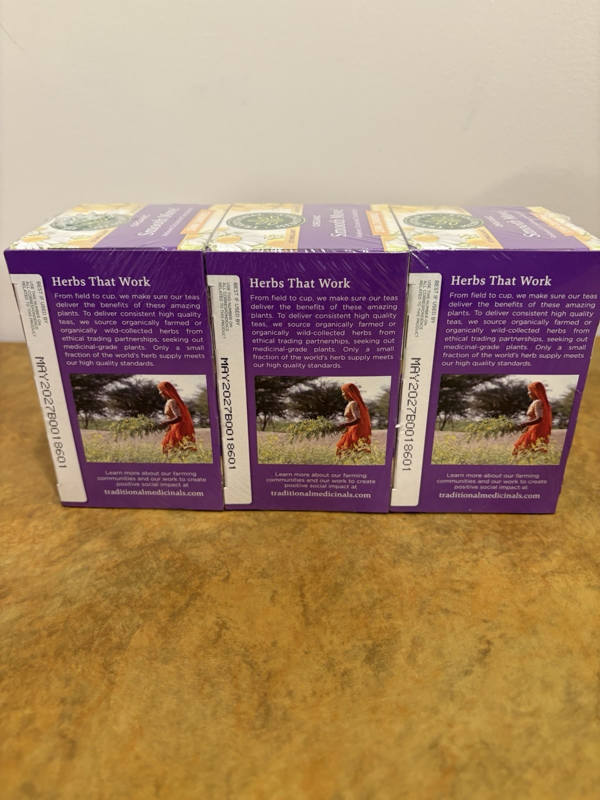 Traditional Medicinals, Organic Smooth Move, Laxative Tea Bags, 16 Ct Pack of 3