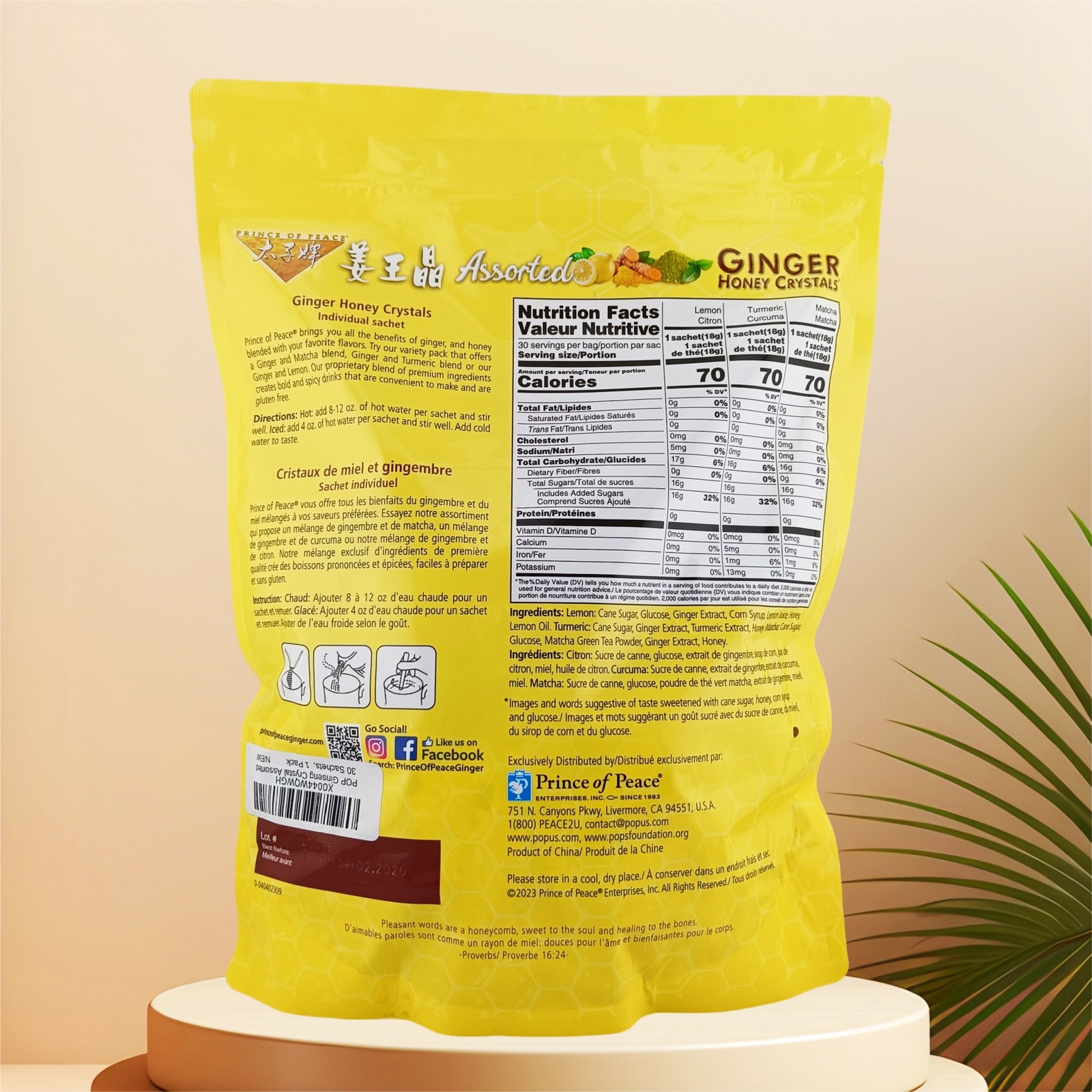 Multi-flavored Ginger Tea Instant Ginger Honey Crystals, Prince of Peace