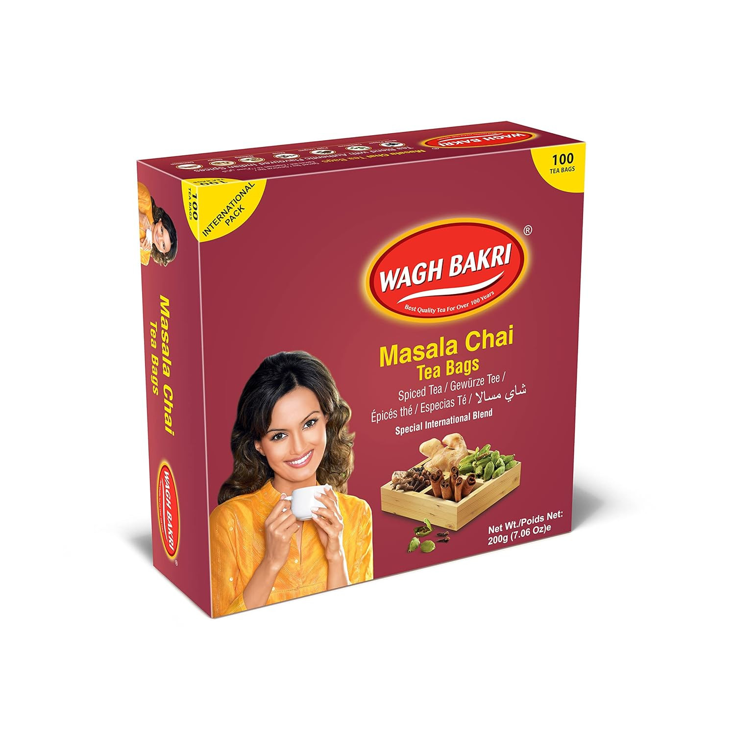 Wagh Bakri Chai Tea Bags, 100 Tea Bags of Special International Blend, 200 Grams