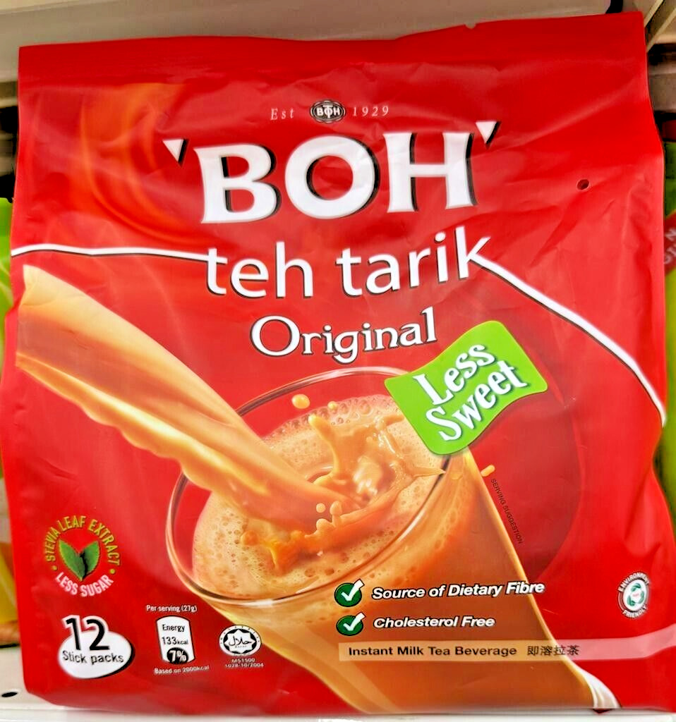 BOH Plantation Teh Tarik / Milk Tea Original 3 in 1 Less Sweet 12x27g x 2 Packs