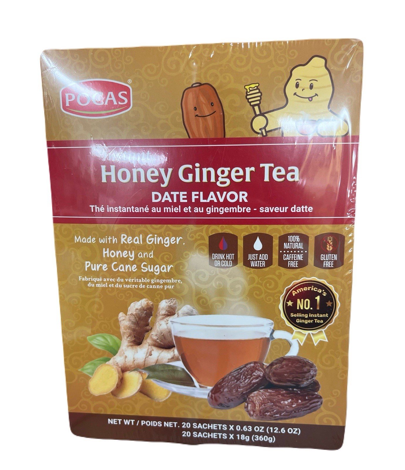 Pocas Honey Ginger Tea original Instant Honey Ginger Tea Made with Real Ginger