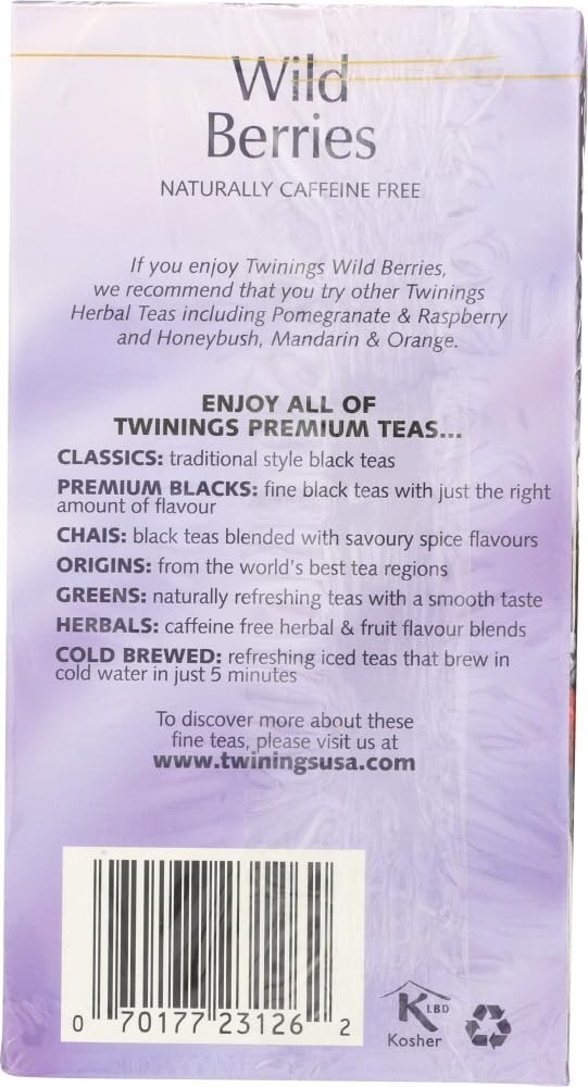 Twinings of London Wild Berries Herbal Tea Bags, 20 Count ( PACK OF 1 )