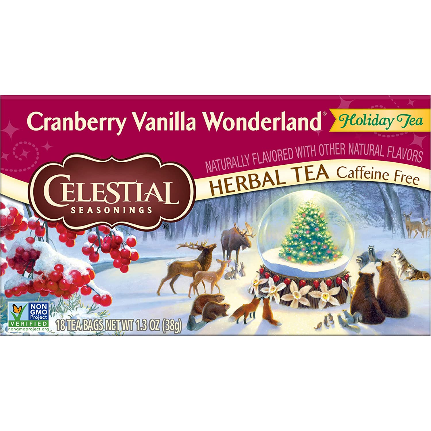 Celestial Seasonings Herbal Tea, Cranberry Vanilla Wonderland, 18 Ct (Pack of 6)