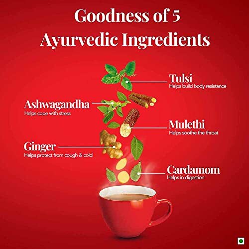 Brook Bond Red Label Natural Care Tea 1.1 Pound with 5 Ayurvedic Ingredients