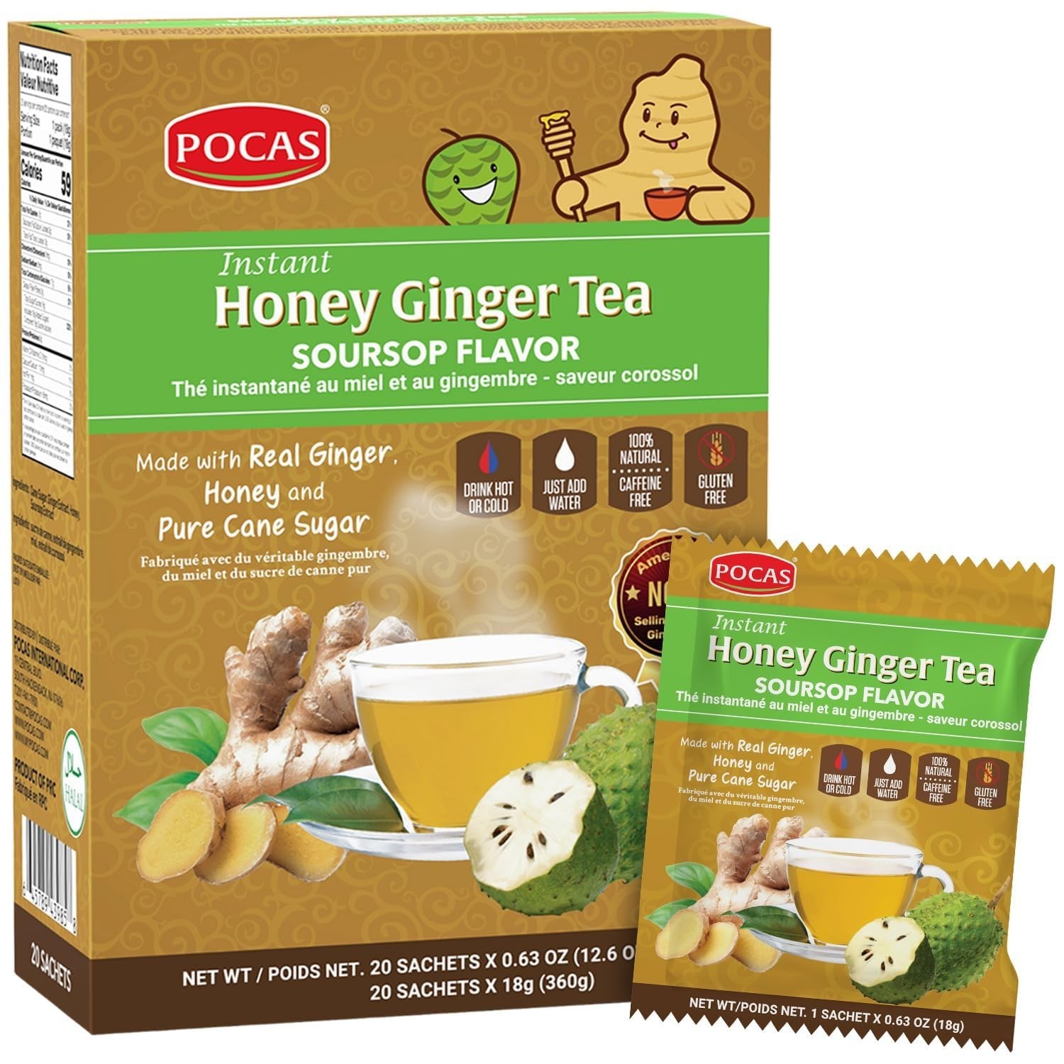 Soursop Flavored Honey Ginger Tea Powder – Boost Immunity with 20 Packets