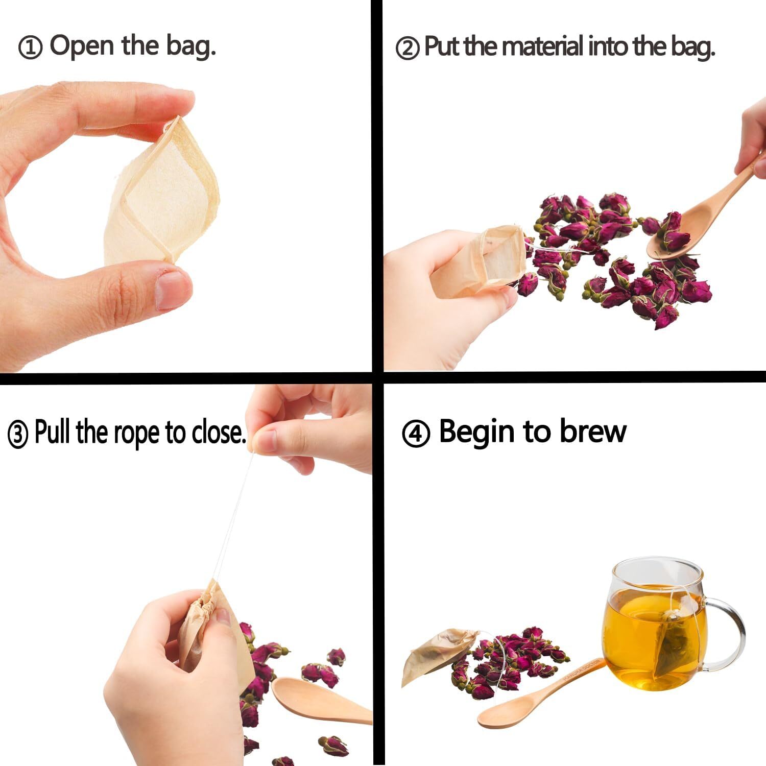 100pcs Disposable Tea Bags for Loose Tea Small Empty Tea Bag with Wood Pulp Mate