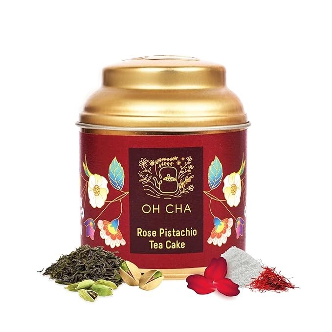 OH CHA – Rose Tea Pistachio | Rose Green Tea with Kashmiri Saffron 35g