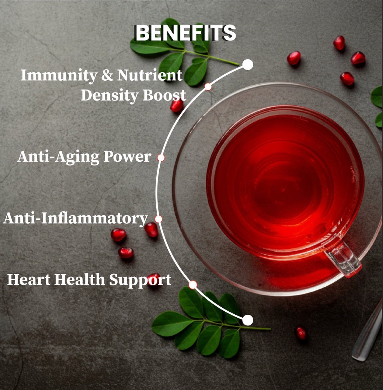 2 PK – Ashwagandha Moringa Pomegranate Green Tea 25 Tea Bags • 50 Total