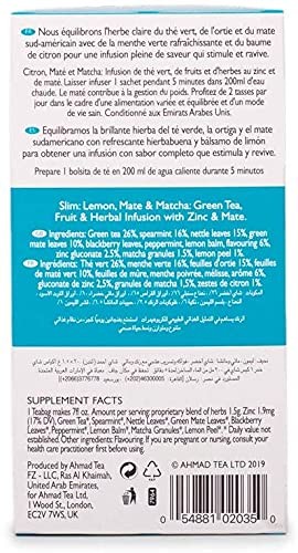 Ahmad Tea Green Tea, Lemon, Mate, & Matcha ‘Slim’ Natural Benefits 20 Count
