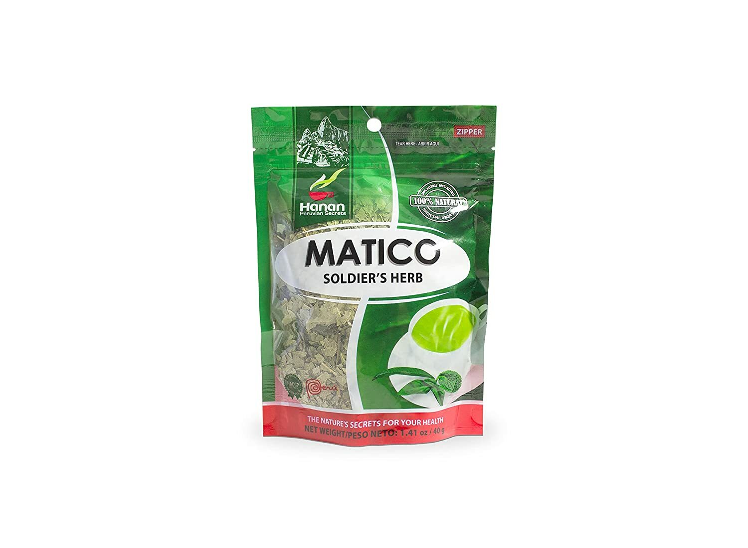 Hanan Peruvian Secrets Matico|100% Natural Soldier’s Herb|1.41oz / 40g|Aids with