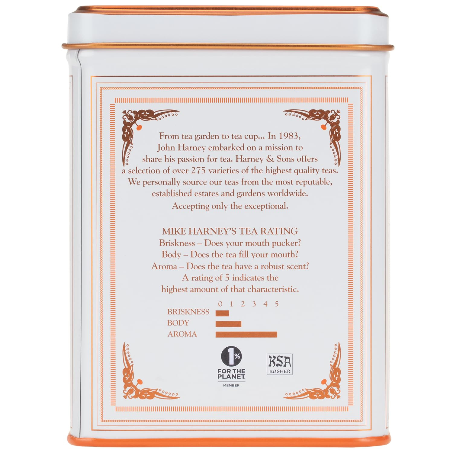 Harney & Sons Hot Cinnamon Spice Tea 20 Sachets Black Tea Kosher Tin