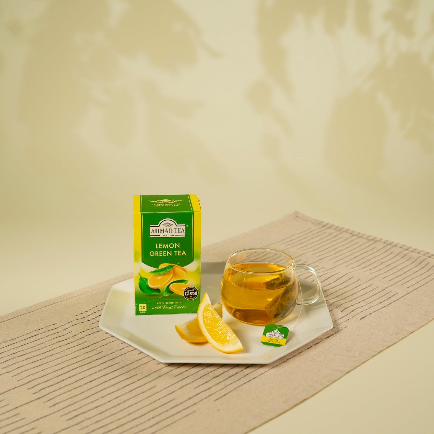 English Teas, “Lemon Green Tea” – Tagged & Aluminium Foil Enveloped Teabags