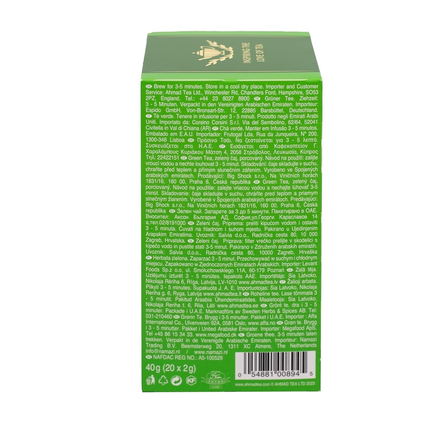 Delicious Green Tea Pure, 20 Count Tea Bags – Low Caffeine & Sugar-Free