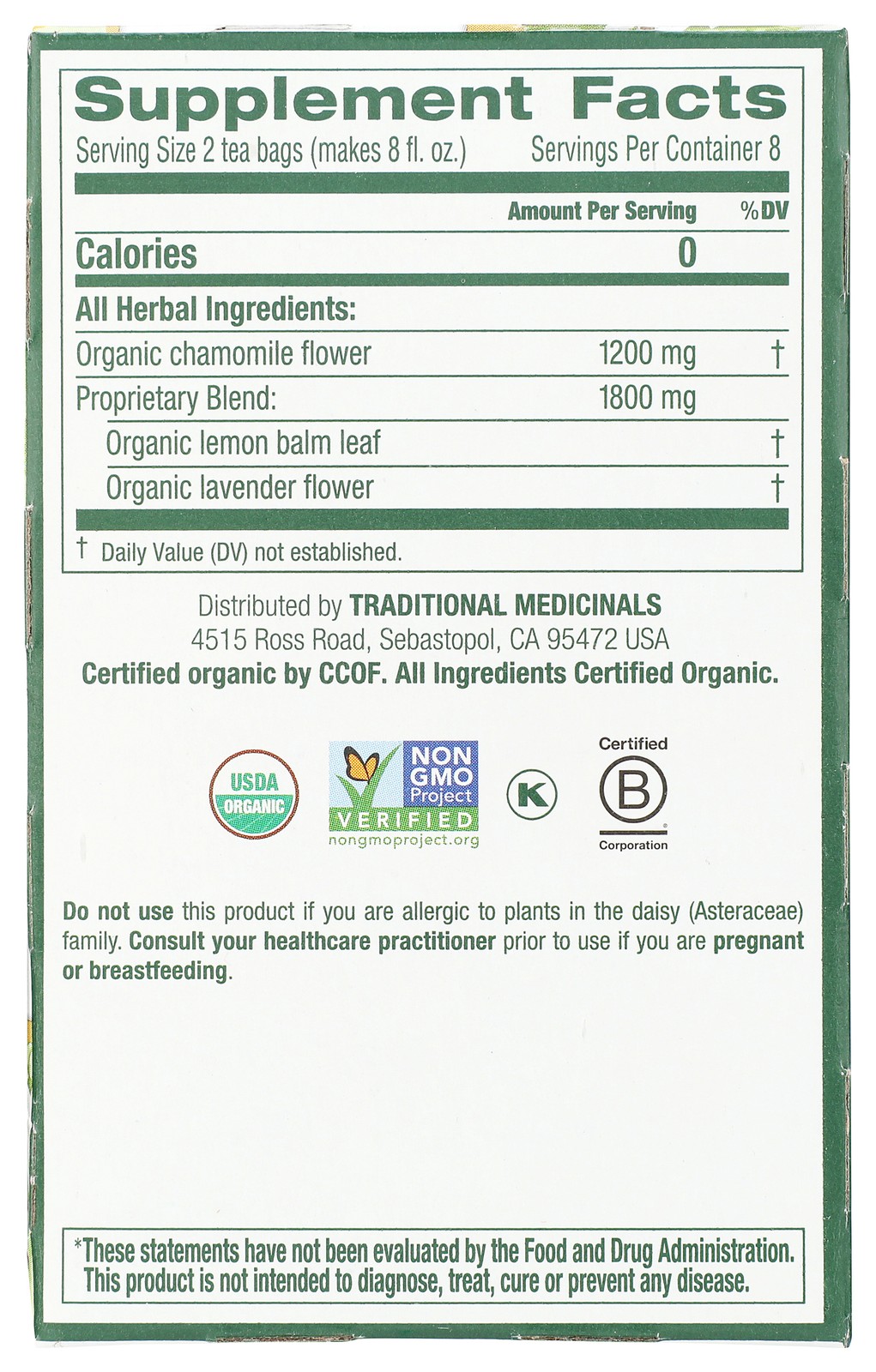 Traditional Medicinals Organic Chamomile & Lavender Herbal Tea 16 Count 3 Pack