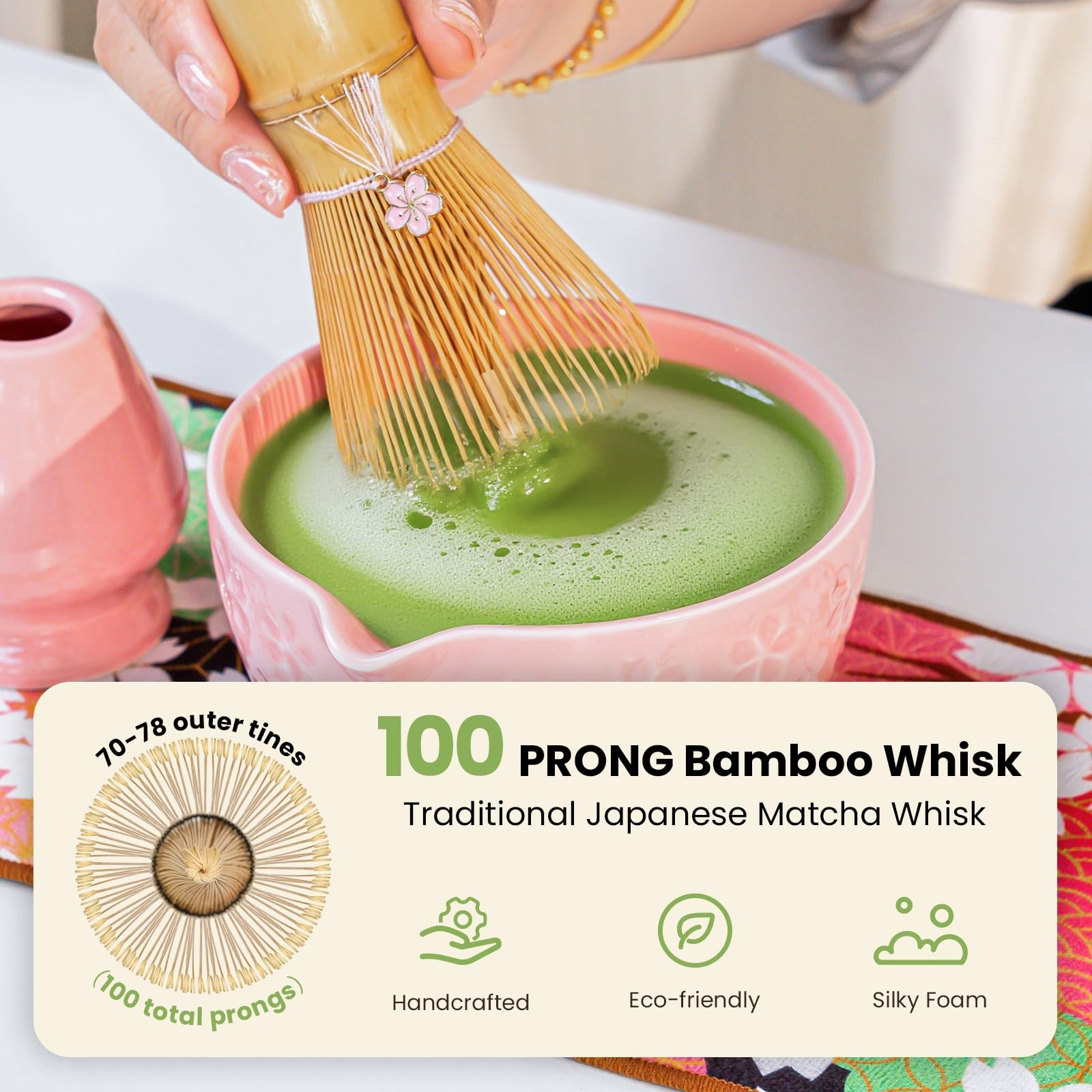 Matcha Whisk Set, Pink Matcha Kit (9 Pcs) Includes Bowl, Whisk, Holder, Scoop…