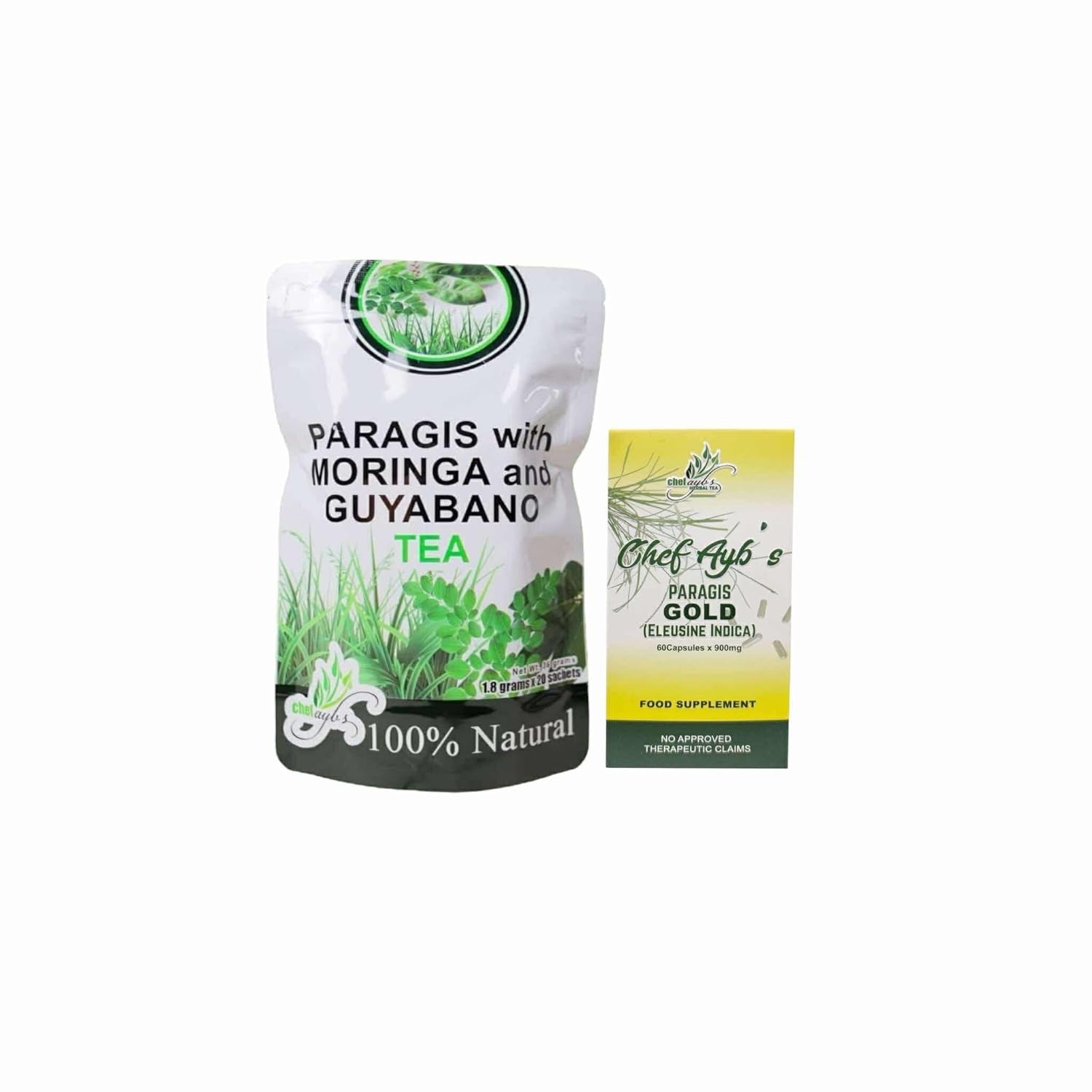 Chef Ayb Paragis Gold 900mg 60 Caps + Paragis Moringa & Guyabano Tea 20 Sachets