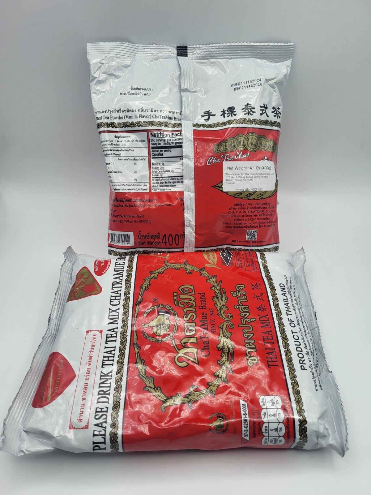 ChaTraMue Number One Thai Tea 2 Bags 400g Red Label Original Thai Tea Mix