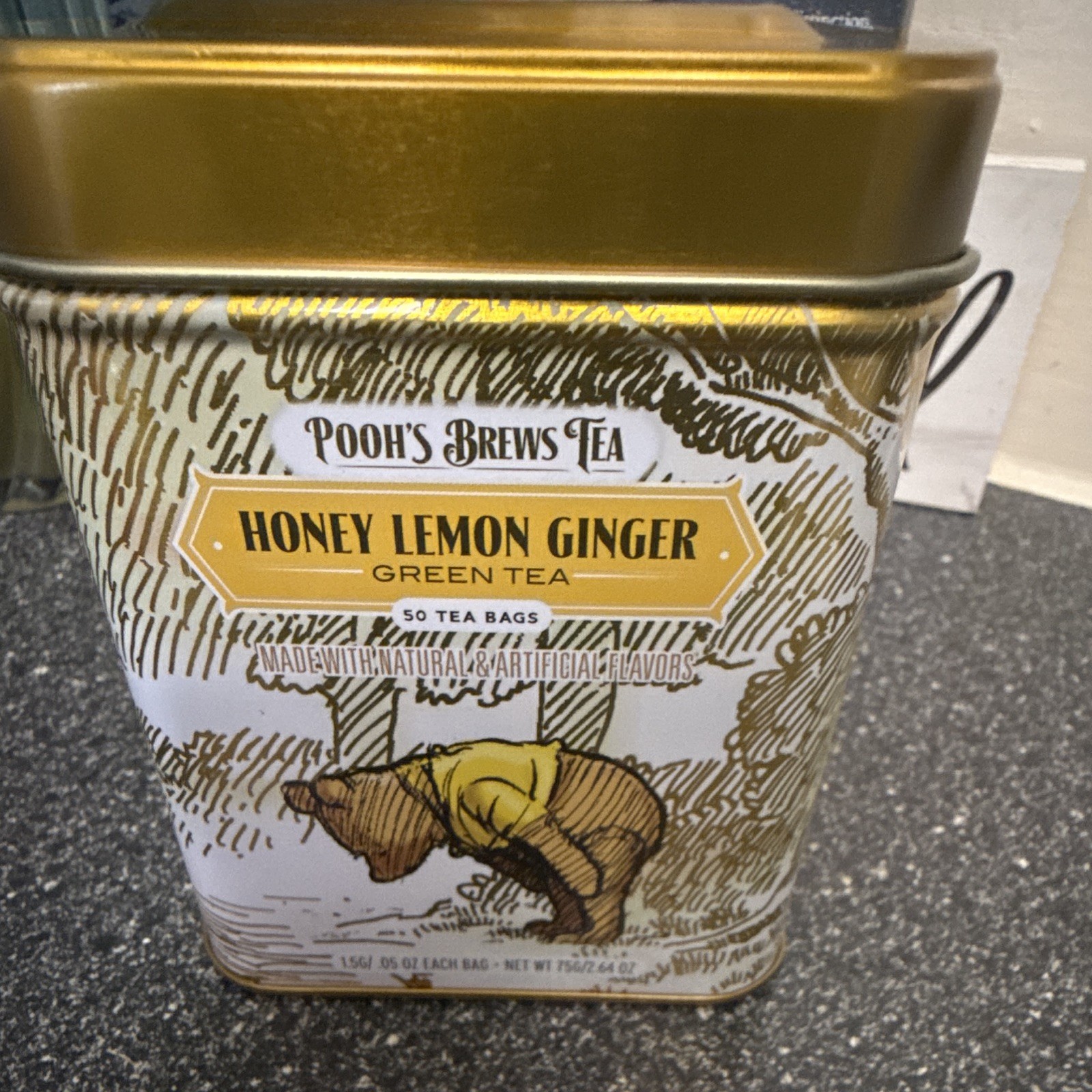 Pooh’s Brews Tea Honey Lemon Ginger Green Tea Bags, 50 Pack 75g Zero Carbon