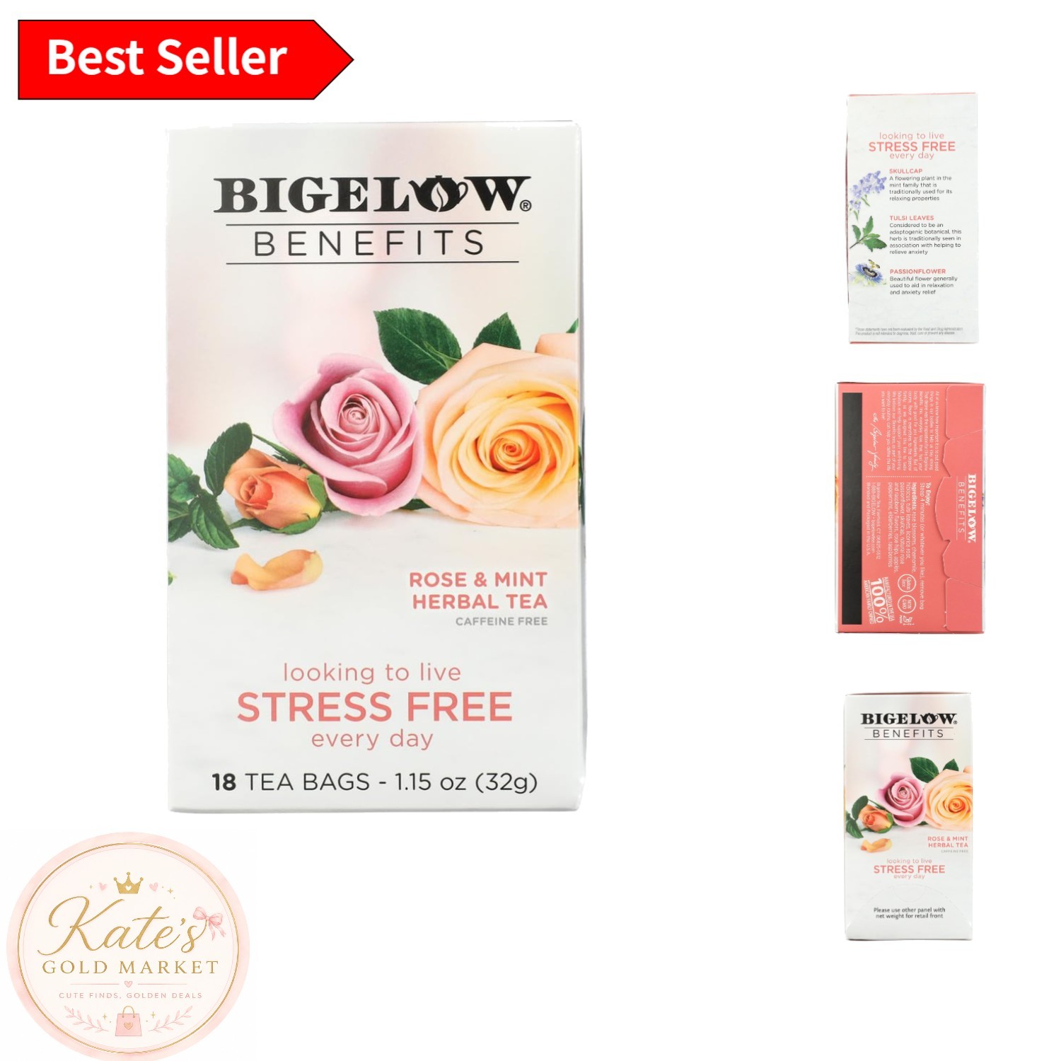 18 Count Decaf Rose Mint Tea Bags by Bigelow – Refreshingly Herbal Experience