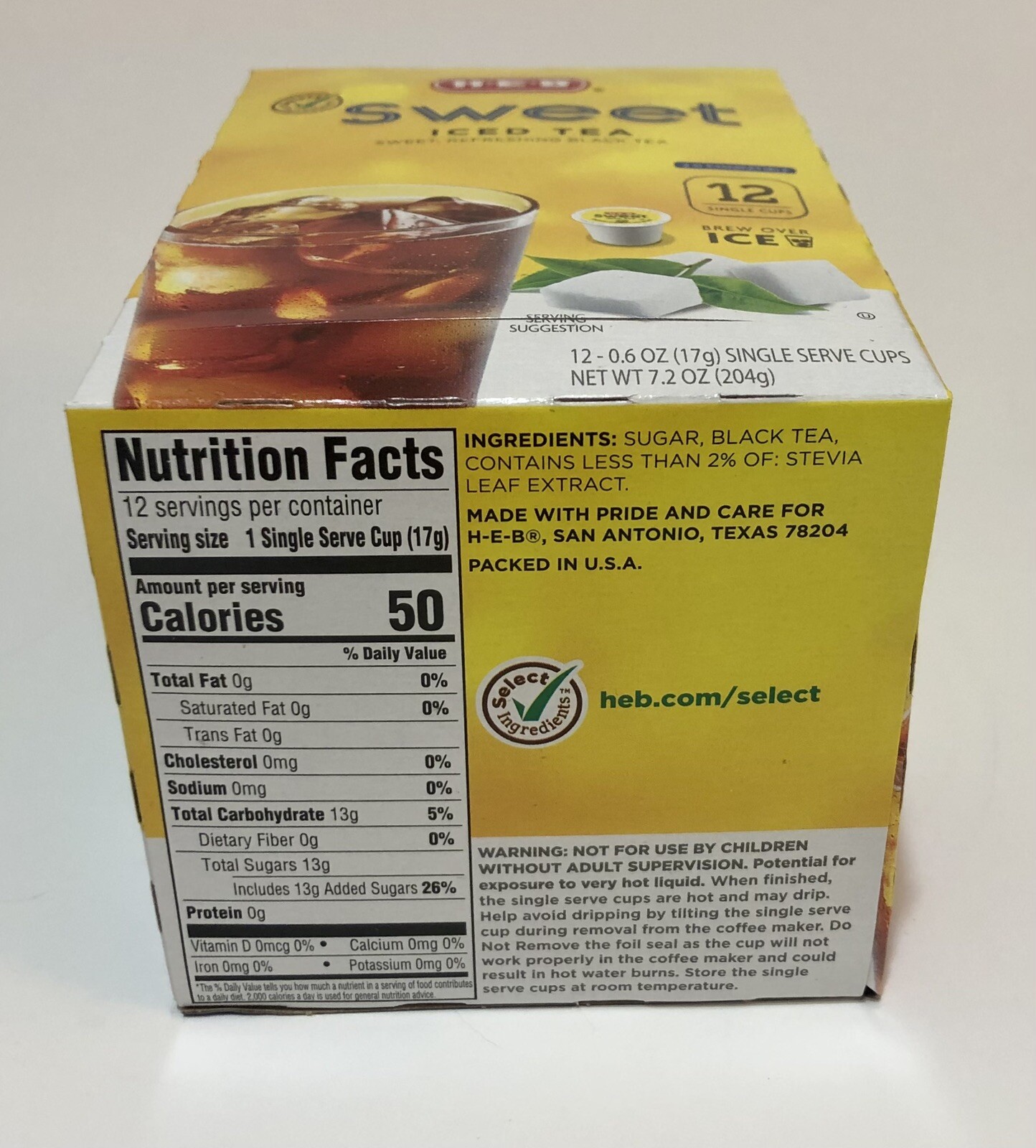 (1) Box HEB K-Cup Pods Sweet Iced Tea 12 Cups Per Box Keurig 2.0 H-E-B Texas