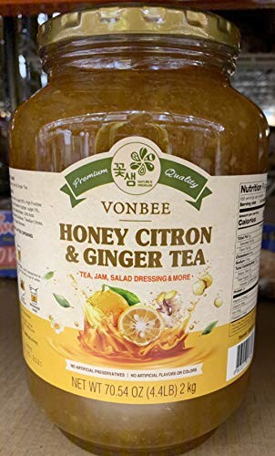 Vonbee Honey Citron and Ginger Tea, 70.54 Ounce Jar