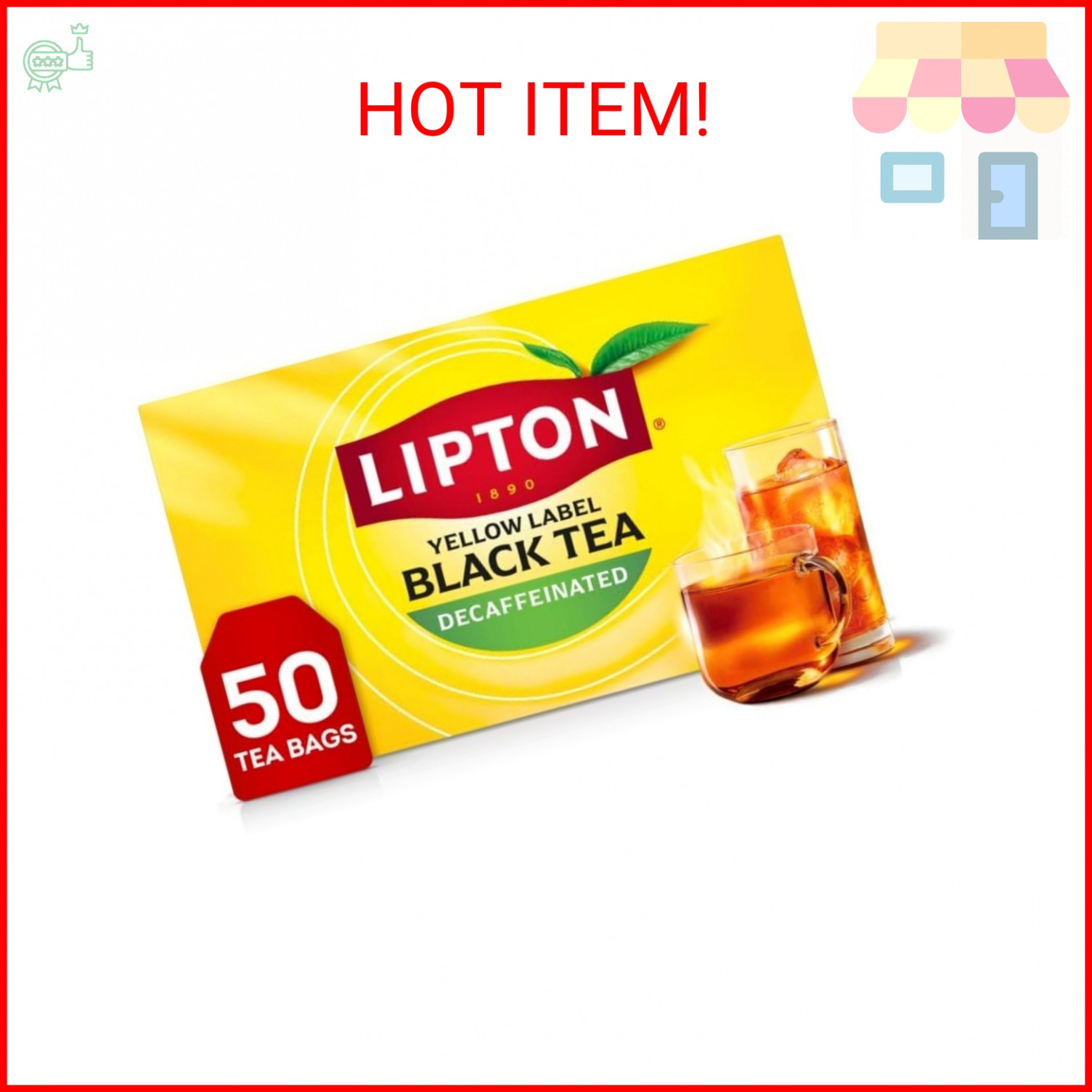 Lipton Decaf Black Tea Bags, Hot or Iced Caffeine Free Tea, 50 Tea Bags