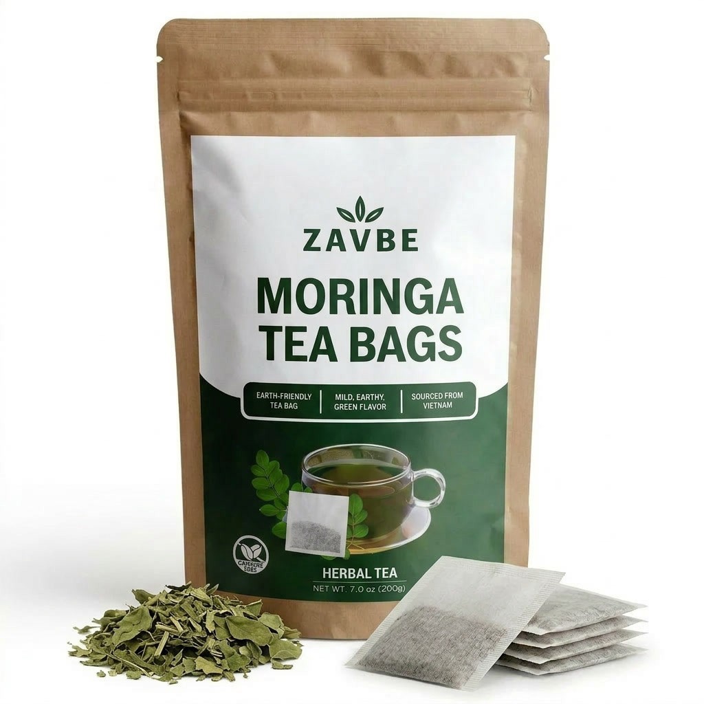100 Moringa Tea Bags – Pure Moringa Herbal Tea | Caffeine-Free Non-GMO – ZAVBE