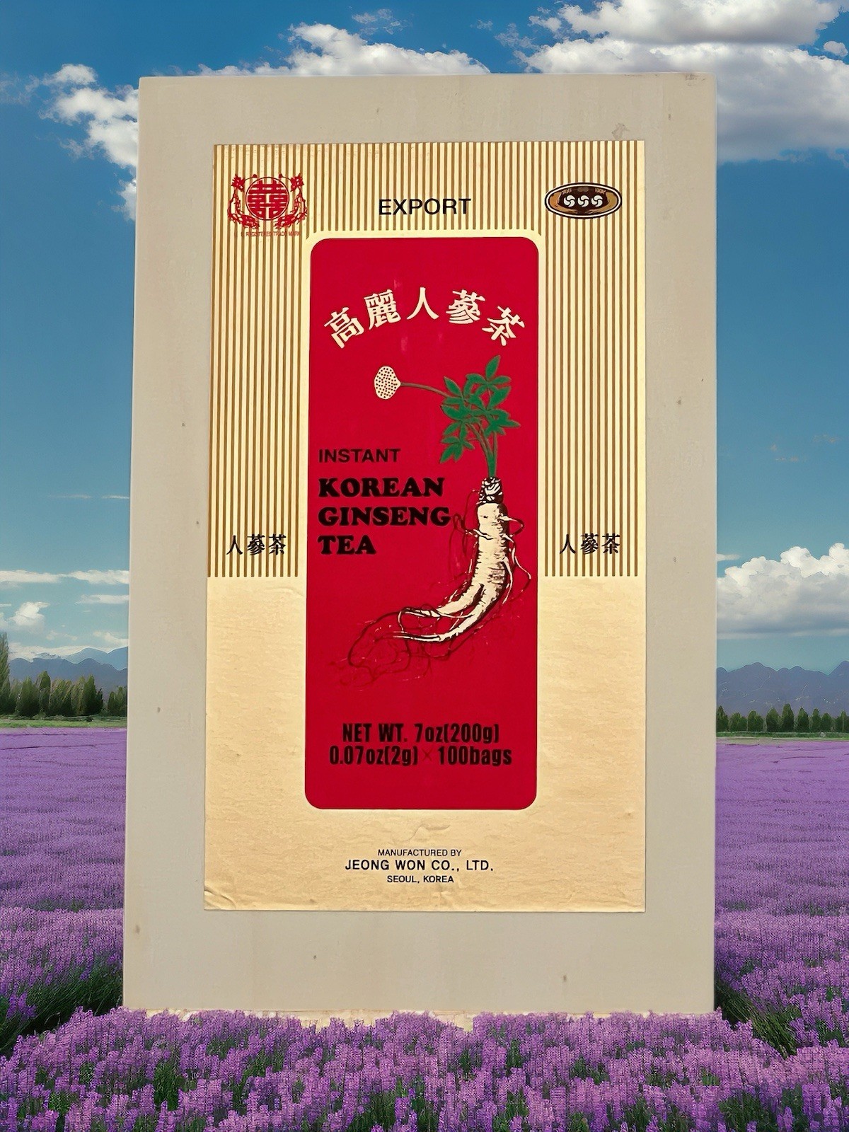 Korean instant ginseng tea, 100 bags (brand new, factory-sealed wooden box)