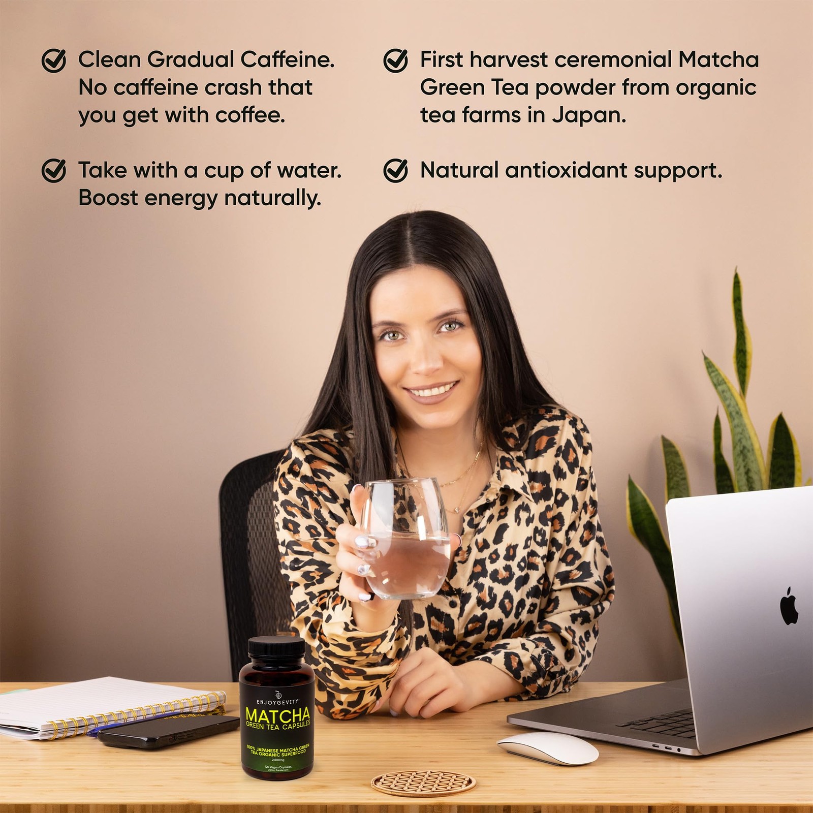 Organic Matcha Green Tea Capsules – Natural Energy 120 Count (Pack of 1)