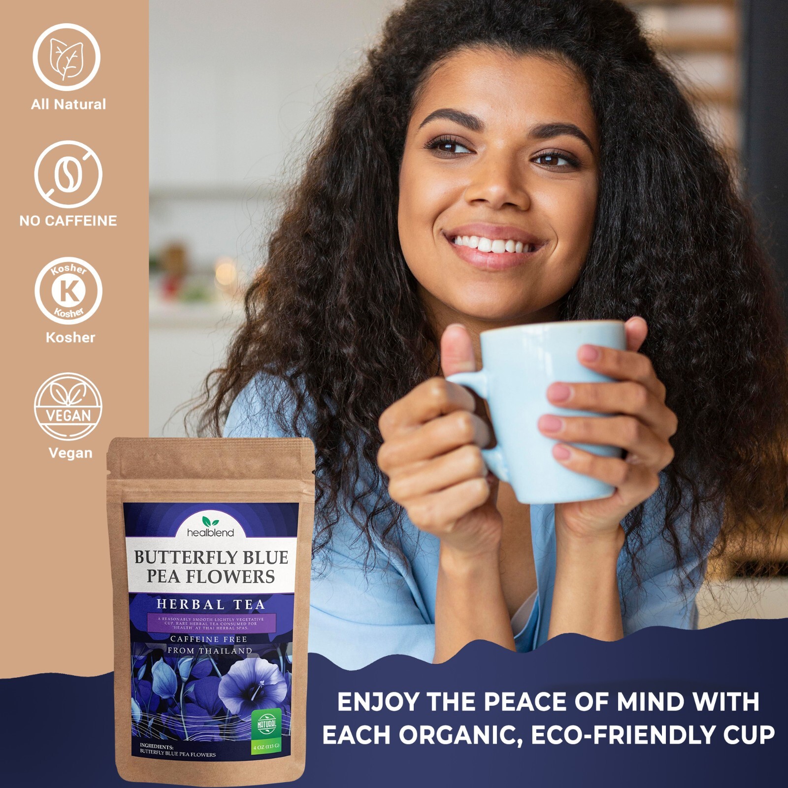 Pea Flowers Herbal Tea – Antioxidants, Loose Leaf Freshly Picked from Thailand